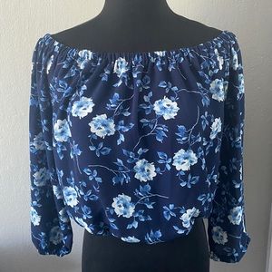 Off the shoulder floral blue top